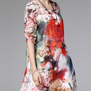 Fun floral Blue Sky dress W/ POCKETS!